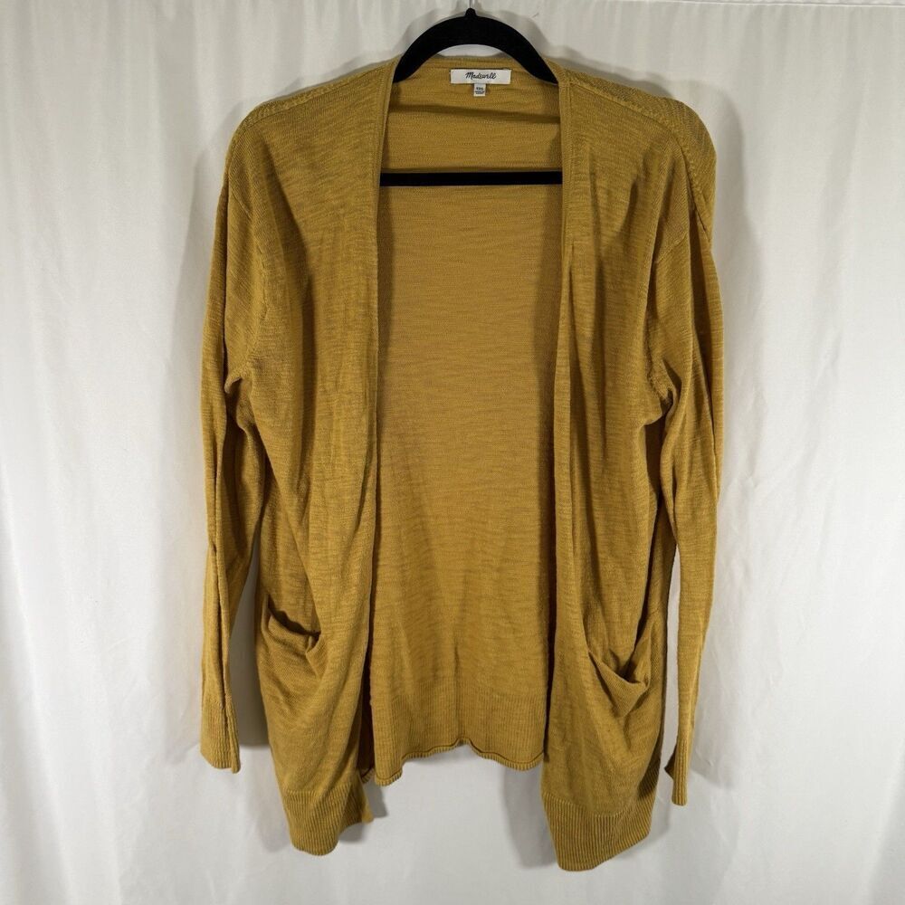 Madewell Cardigan Women's XXS Yellow Open Front Pockets Long Sleeve